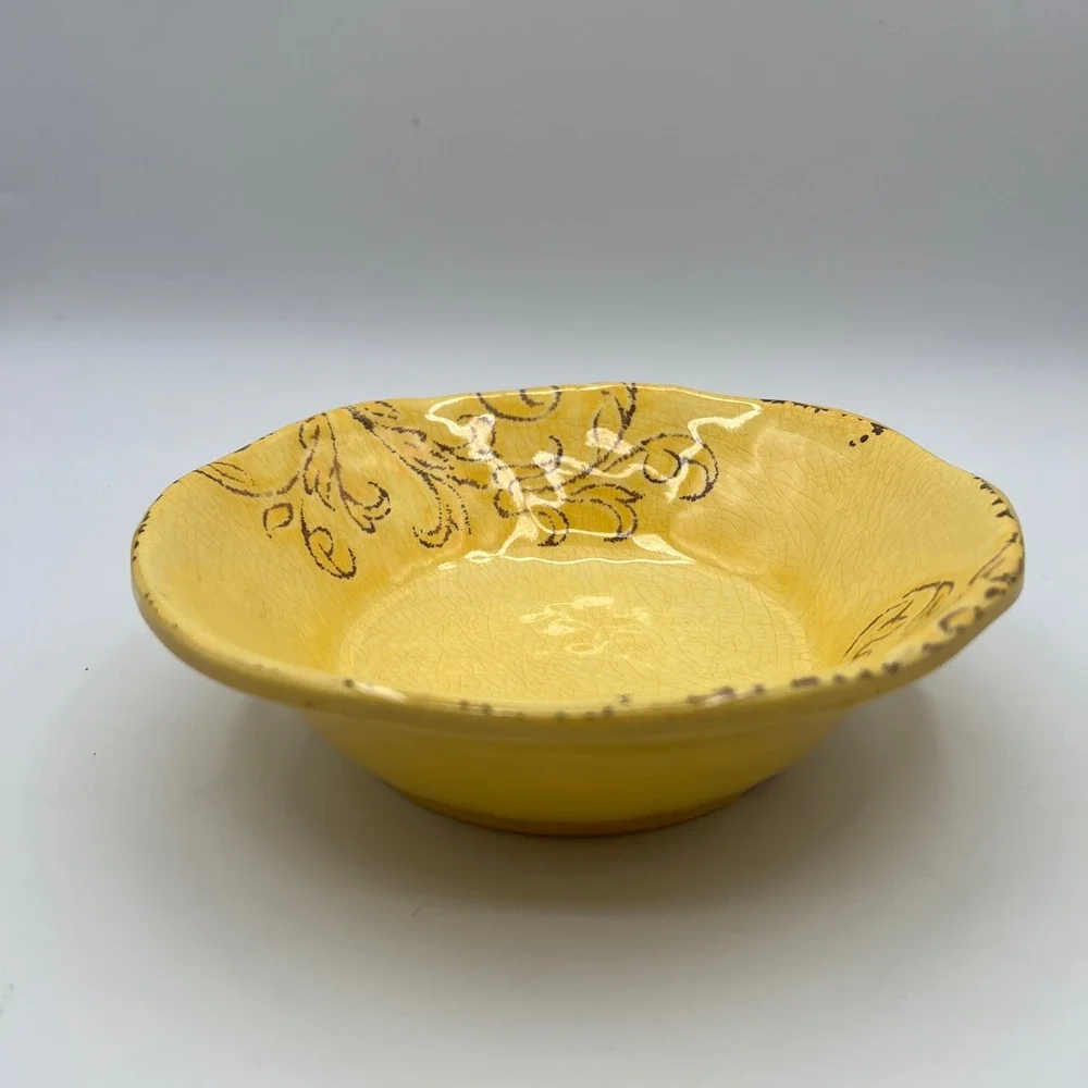 Cynthia Rowley Aphorism Melamine Yellow Bowls - Set of 2